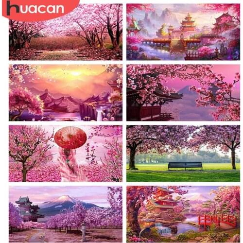 HUACAN 5d Diamond Painting House DIY Mosaic Tree Full Square/Round Diamond Embroidery Landscape Needlework Home Decor