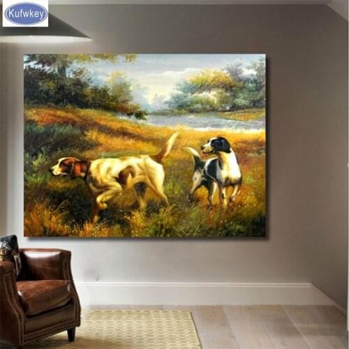 Full Square Drill 5D DIY Diamond Painting Farm landscape 3D Embroidery Hunting dog Cross Stitch Mosaic Decor Gift