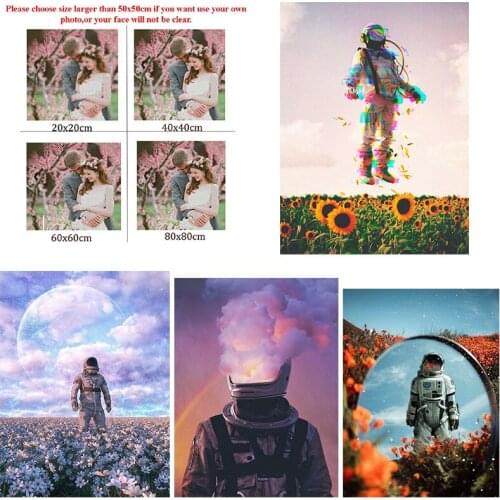 Diy Diamond Painting Custom Figure Painting Astronaut Square Diamond Round Diamond Full Diamond Cross Stitc Mosaic Home Decora