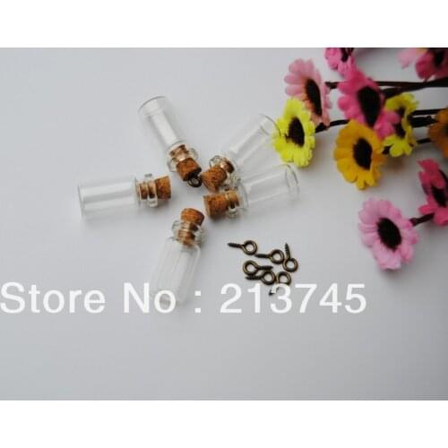 Freeshipping charm 28*10*5mm Glass Bottle Pendant With Cork & Bronze Eyehook (perfume/miniature/bottle) DIY jewelry