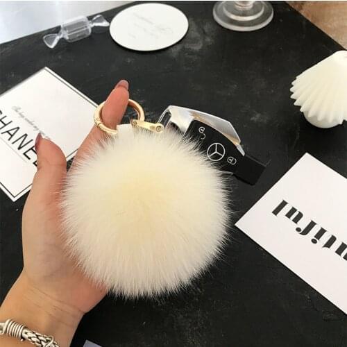 Fluffy Real Fox Fur Ball Poms Keychain For Women Luxury Pompom Keyring Accessories Bag Decoration Emo Trinket Jewelry Gifts