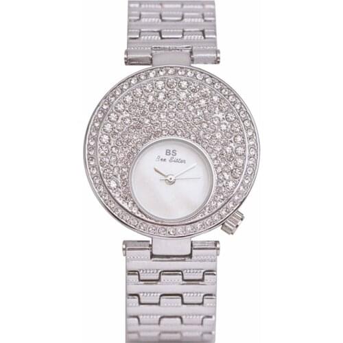 BS New Full Diamond Womens Watch Crystal Ladies Bracelet Wrist Watches Clock relojes Quartz ladies watches for women 120235