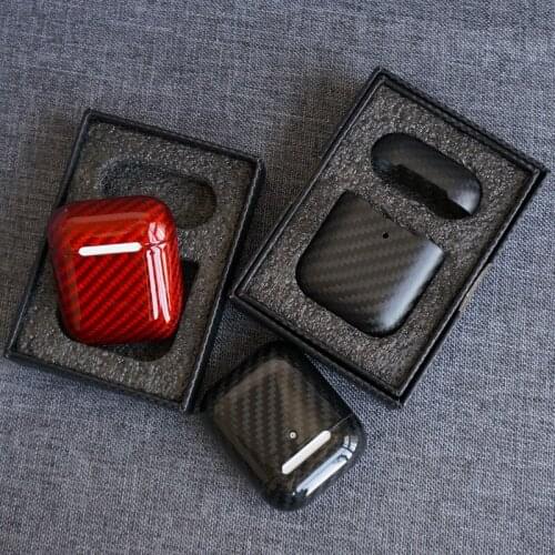 Real Carbon Fiber Cover for Apple AirPods 2 Accessory Luxury Cute Thin Protective Hard Carbon Fiber Earphone Case for AirPods 2