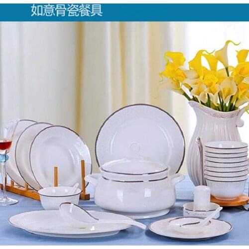 Jingdezhen ceramic tableware 56 pieces bone china tableware set Bowl Dish Set