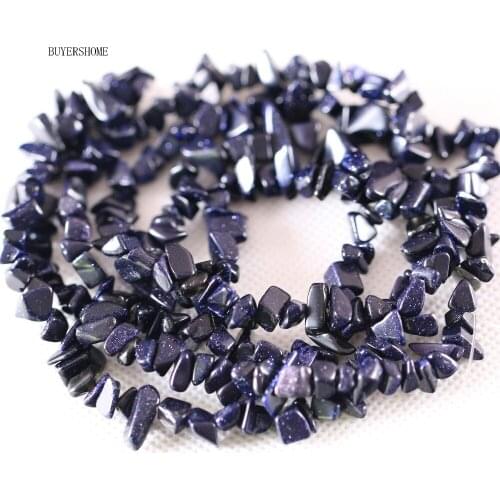 BUYERSHOME DIY Bracelet Necklace Jewelry Accessories Making 5-8MM Natural Stone Blue Sandstone Chip loose Beads 35inches S038