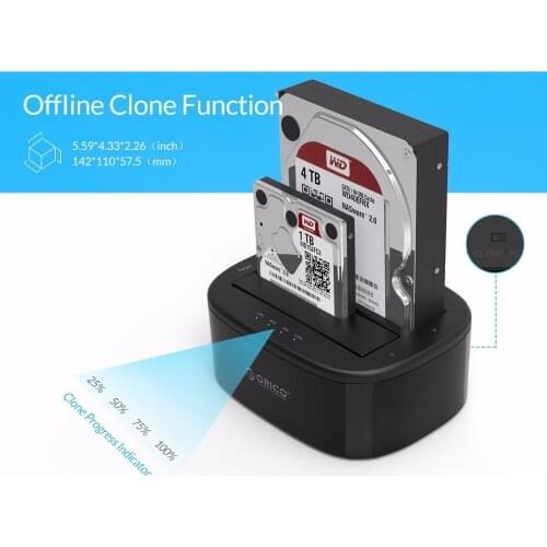 ORICO 6228US3 Dual Bay HDD Docking Station with Offline Clone SATA to USB 3.0 External Hard Drive Docking for 3.5/2.5 HDD SSD