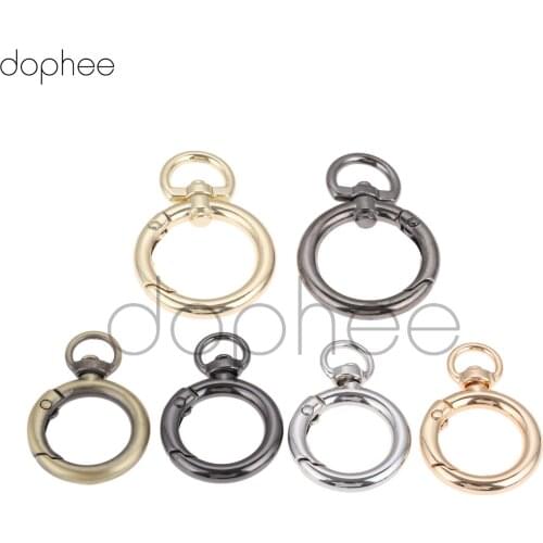 Dophee 5Pcs 19mm Round Metal Luggage Bag Buckle Snap Hook DIY Sewing Handmade Key Chain Buttons Ring Hardware Accessories