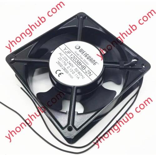 WELGUANG YJF12038HB-2N AC 240V 0.13A 120x120x38mm 2-Wire Server Cooling Fan
