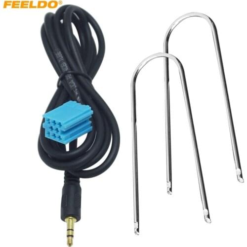 FEELDO 1Set Car 3.5mm Stereo Audio Aux Input Cable Adapter With Key Tools For VW Golf Passat B5 Bora Polo Blaupunkt #HQ5767