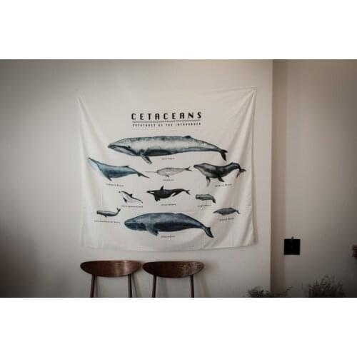 Ins Whale The White Sperm Grampus Gray Polar Blue Fish Hand Tapestry Home Decor