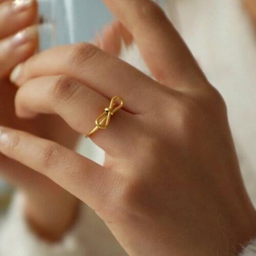 Bowknot Rings adjustable Ring Fashion Butterfly Opening Ring Simple Temperament Versatile Ring Female Banquet Jewelry