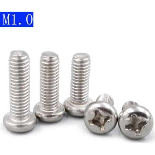 M1.0 X 0.25 ( 1mm ) 304 Stainless Steel Phillips Pan Head Machine Screws DIN 7985 A2-70