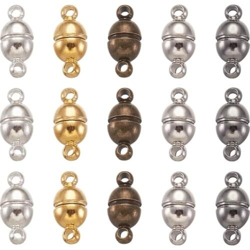 50Sets Mixed Color Round Brass Magnetic Clasps 11x5mm Bracelet Necklace Connector Clasps for Jewelry Making Copper Wholesale
