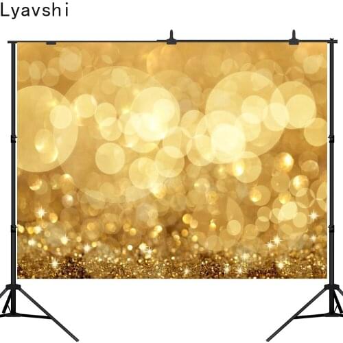 Lyavshi Newborns Photography Backdrops Christmas Yellow shine Bokeh Party Banner Photo Background for Birthday Custom Backdrop