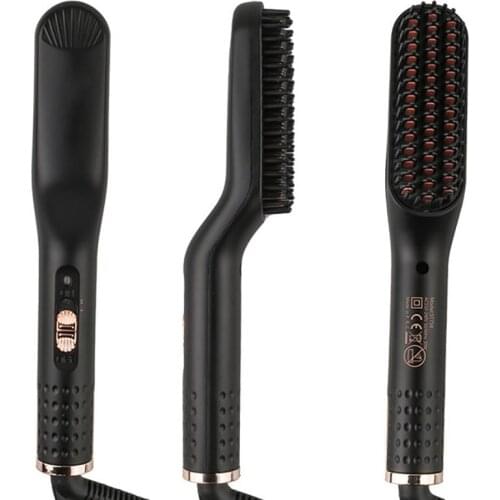Men Straight Hair Comb Beard Straightening Comb Anti-Scald Feature Electric Comb Portable Beard Brush Straightener for Man