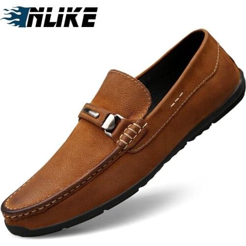 New Fashion Doug Shoes Mens Office Genuine Leather Shoes Male Flat Loafers Luxury Mens Shoes