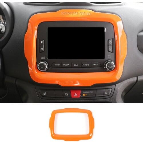 Orange Centre Console GPS Audio Decor Frame Cover Trim For Jeep Renegade 2015