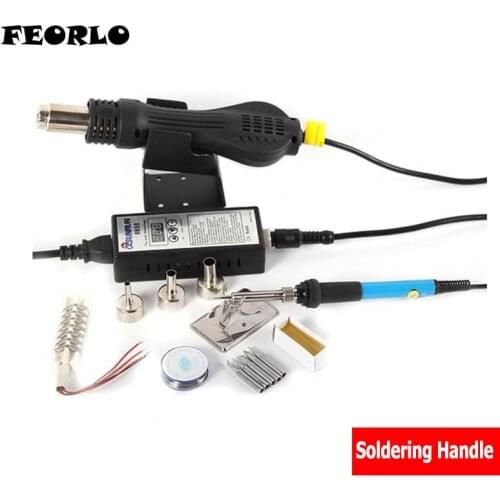 FEORLO solder station 8858 Portable BGA Rework Solder Station Hot Air Blower Heat Gun 858 Nozzle Soldering Stations tweezers