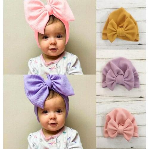 0-24M Winter Autumn Baby Girls Hat Big Bow Cotton Wool Knitted Thick Warm Baby Hat Kids Newbworn Bonnet Cap Beanie for Girls
