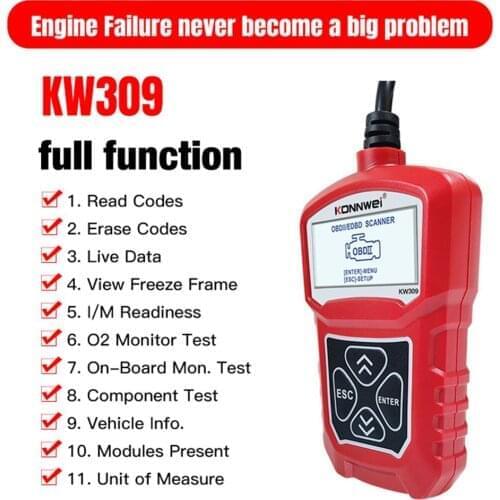 KONNWEI KW309 OBDII Auto Car Diagnostic Scanner Tool OBDII/2 Code Reader EOBD Scanning Machine 7 Languages Car OBDII Scanner