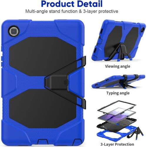 SM-T505 Rugged Cover with Kickstand for Samsung Galaxy Tab A7 10.4 T505 T500 Silicone Case+Pen
