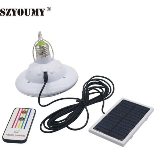 SZYOUMY 22 LEDs UFO shape Super Bright Emergency Light Rechargeable led Solar Power Lamp with Remote Control Automatic