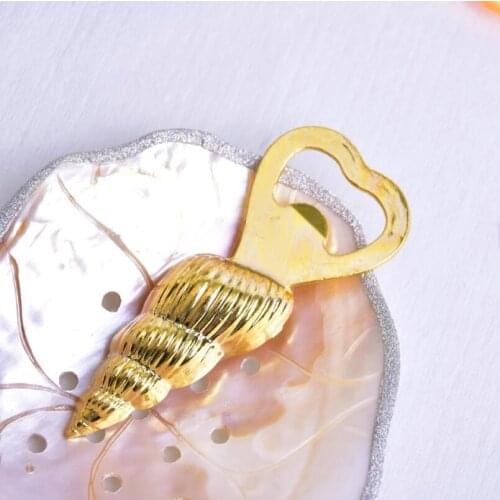Wedding Favor Party Supplies Beach Series "Shore Memories" Sea Golden Color Shell Bottle Opener LX4561