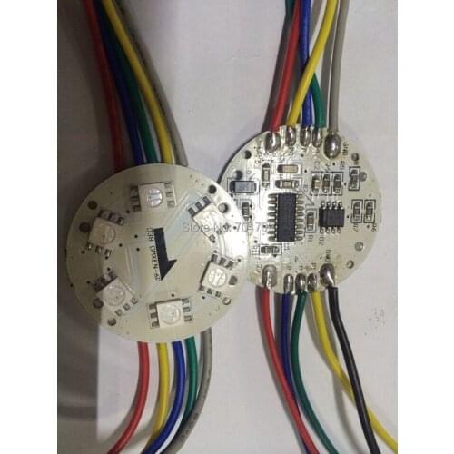 20pcs/string DC12V DMX512 addressable PCBA,6pcs 5050 SMD RGB LED;size:38mm diameter;1.44W;non-waterproof