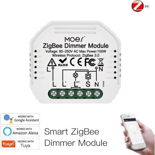 Tuya ZigBee 3.0 Mini Smart Wifi Light Dimmer Switch 100-240V 2-way Control Relay Automation Modules Work With Alexa Google Home