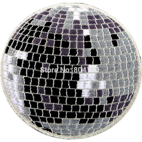 3" Disco light mirror dance ball embroidery embroidered Patch Uniform Movie TV Iron On Patch Custome TRANSFER MOTIF APPLIQUE
