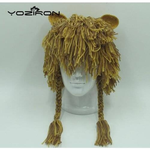 YOZIRON New Handmade Wig Lion Parent-Child Hats Winter Beanies Unisex Adult Children Novelty Funny Halloween Gifts Cosplay Hat