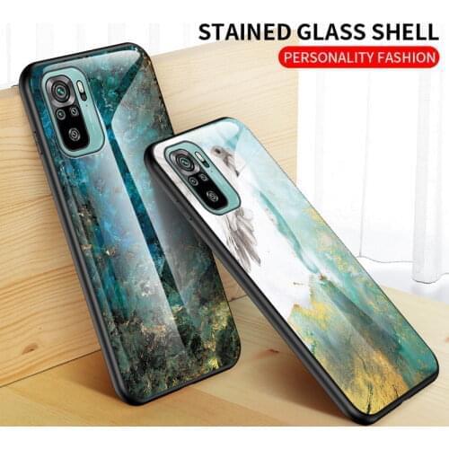 Tempered Glass Back Case For POCO M3 Pro 5G POCO X3 Pro F3 Marble Phone Cover For POCO X3 NFC F2 Pro Fundas