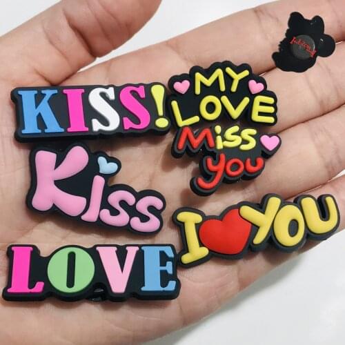 6PCS PVC Colorful Cute Cartoon Letter Fridge Magnets Love Kiss Miss Baby Refrigerator Magnetic Sticker Souvenir Gifts Stationery