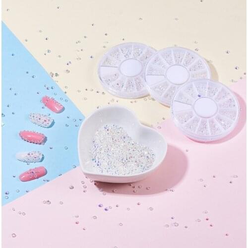 Q1QD Diamond Glass Sand Rhinestones Beads Iridescent Crystals Long Lasting Shine for Nail Art DIY Crafts Nails Beauty Makeup