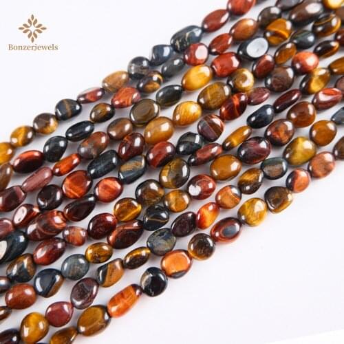 Natural Irregular Freeform Chip Gravel Mix Tiger Eye Stone Beads For Diy Jewelry Making Bracelet 6-8mm 15inches