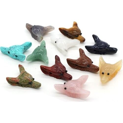 Natural Stone Beads Wolf Head Shape Rose Quarts Grey Agates Loose Stone Beads For DIY Making Bracelet Necklace Jewelry