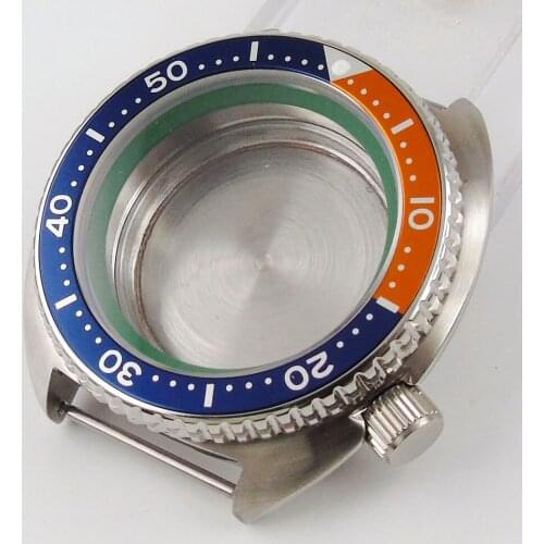 45mm Orange Blue Rotating Bezel stainless Watch Case fit for NH35 NH35A movement Watch