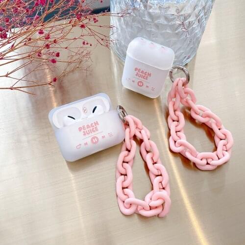 For Apple Airpods 2 1 Pro 3 Cute Cartoon Peach Avocedo Earphone Saft Case Bluetooth Headphone Heart Bracelet Keychain Cover