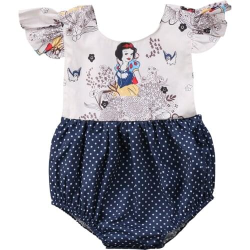 Newborn Infant Kids Baby Clothing Girl Cartoon Bodysuit Short Sleeve Dot Jumpsuit Summer Cute Baby Clothes Outfit