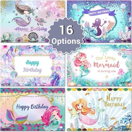 LEVOO Photography Backdrops Mermaid Birthday Party Scales Seahorse Starfish Underwater World Baby Shower Background Photo Studio