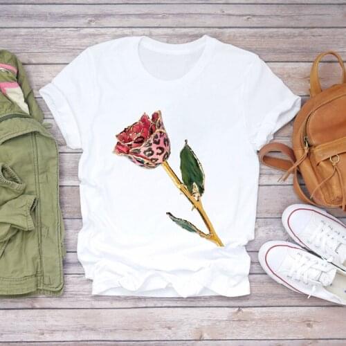 Women T-shirt Flower Graphic White Short Sleeve Summer Ladies Print Lady Womens Basic T Top T Shirt Female Tee T-Shirts