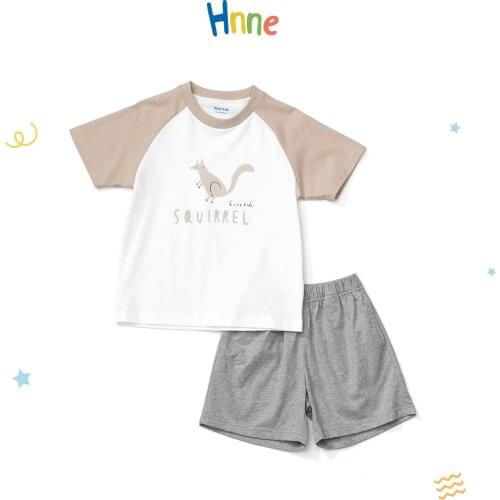 Hnne 2021 Summer New Childrens T-shirts Shorts Clothes Sets 100% Cotton Funny Cartoon Print Unisex Boys Girls Outfits Kids Wear