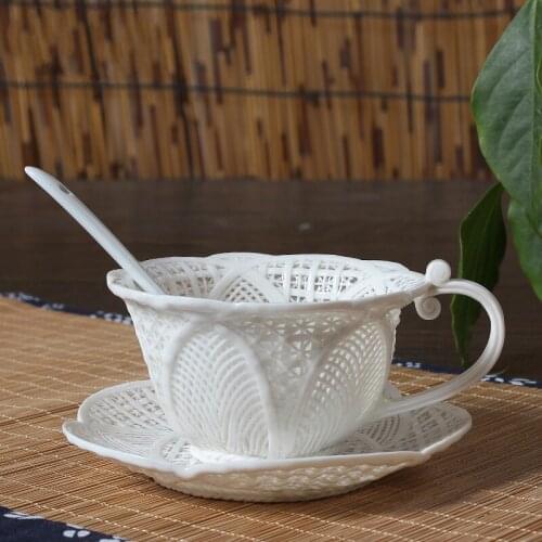 Exquisite hand-knitted hollow Coffee Mug Unique beautiful pure hand knit creative lovers coffee cup ceramic