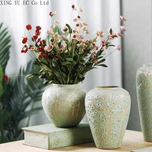 Retro Pottery Vase Decoration Living Room Flower Arrangement Ceramic Antique Ceramic Dried Flower Flower Arrangement Accessories