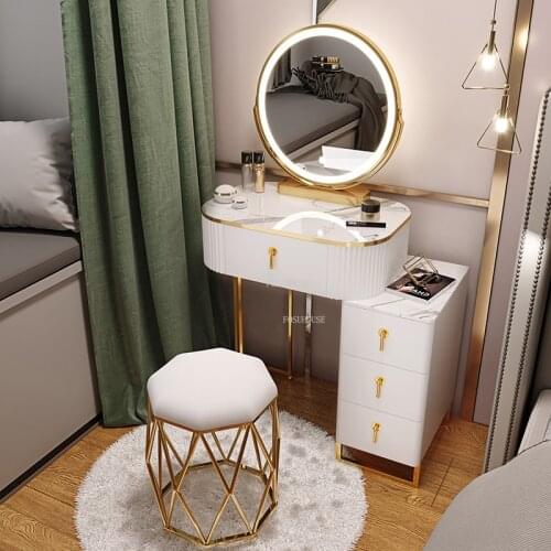 Nordic Dresser Small Bedroom Modern Minimalist Dressing Table Advanced Sense Luxury Multi-function Storage Cabinet with Mirror