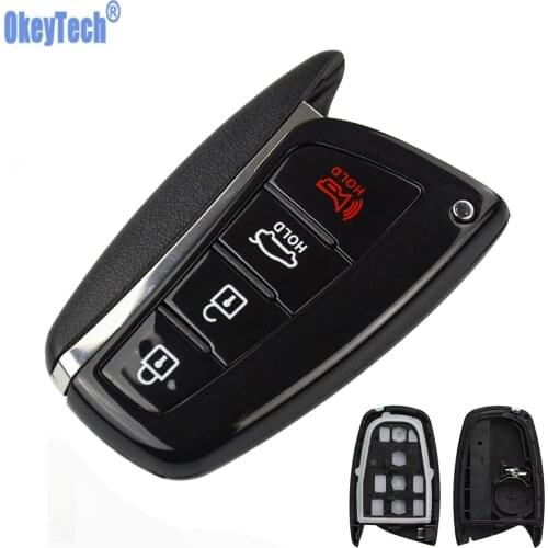 OkeyTech Replacement Auto Key Shell 4 Buttons Fit for Hyundai Genesis 2013-2015 Santa Fe Equus Azera Remote Control Parts
