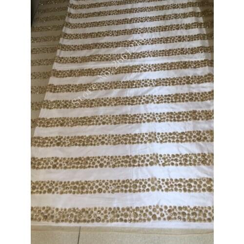 Pretty BZL-81028 African French Lace Fabric Best Quality African Embroidered Tulle Lace Fabric with glued glitter