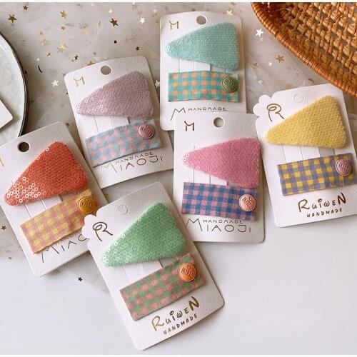 Summer childrens hairpins candy color bb clip sequin lattice hairpin combination small fresh wild Korean girl hair accessories