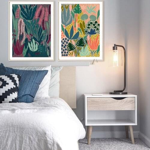 Fashion Midnight Garden Plant Prints Boho Poster Botanical Green Canvas Painting Tropical Wall Art Picture Living Room Decor