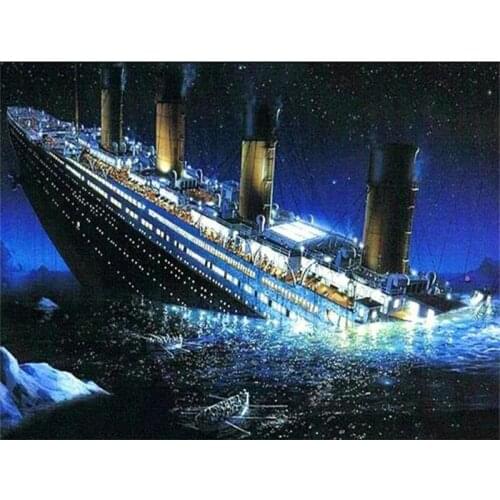 Full Diamond Handmade Embroidery Kit 5D DIY Diamond Painting Sea Boat Landscape Mosaic Home Decoration